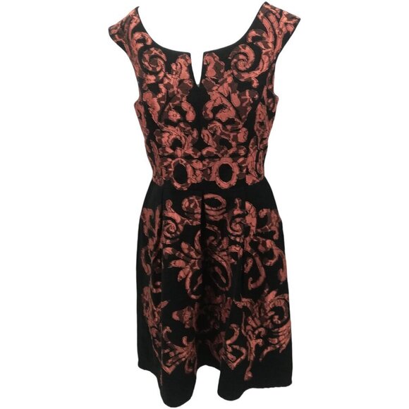 Yoana Baraschi Lace Applique Sleeveless Notch Neck Cocktail Dress Size 4 Party - Picture 1 of 14